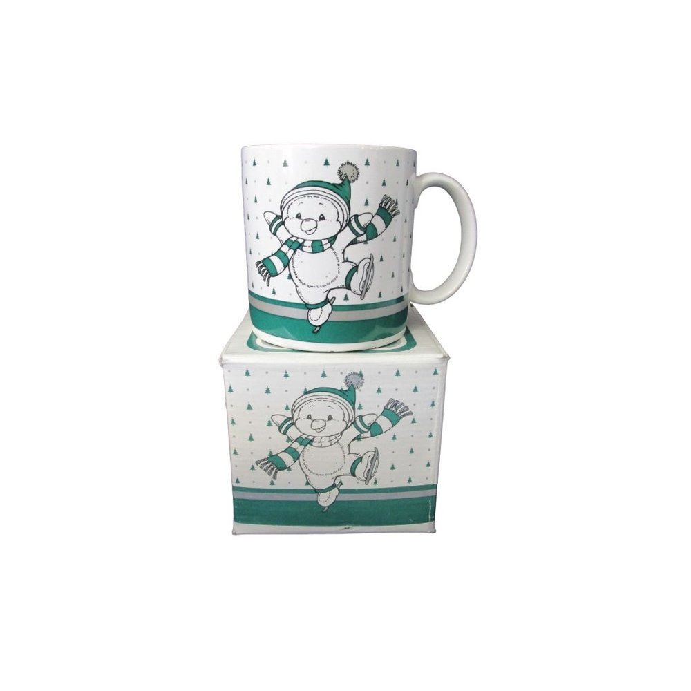 Skaters Waltz Ice Skating Penguin Christmas Mug Vintage Applause With Box GUC